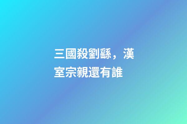 三國殺劉繇，漢室宗親還有誰-第1張-觀點-玄機派