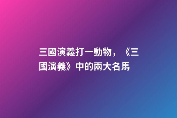 三國演義打一動物，《三國演義》中的兩大名馬
