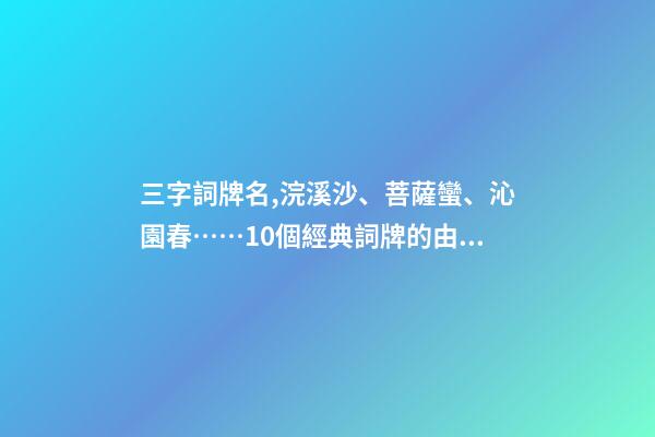 三字詞牌名,浣溪沙、菩薩蠻、沁園春……10個經典詞牌的由來-第1張-觀點-玄機派