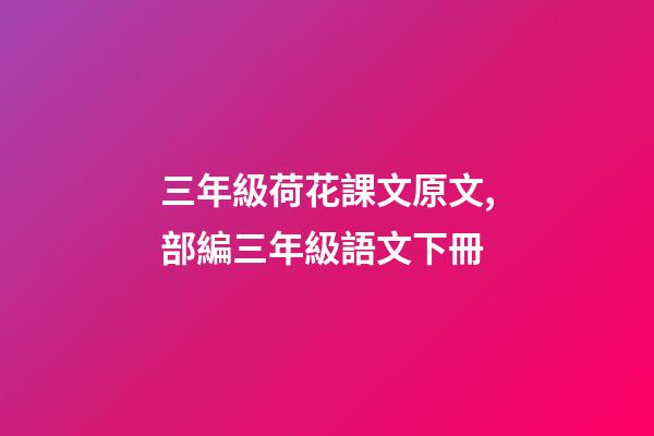 三年級荷花課文原文,部編三年級語文下冊-第1張-觀點-玄機派