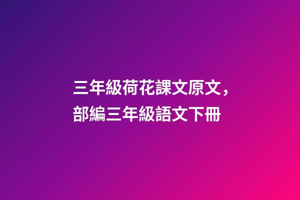 三年級荷花課文原文，部編三年級語文下冊-第1張-觀點-玄機派