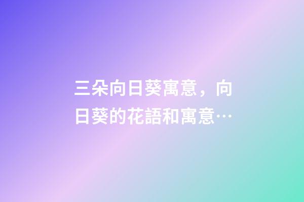 三朵向日葵寓意，向日葵的花語和寓意…-第1張-觀點-玄機派