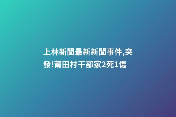 上林新聞最新新聞事件,突發!莆田村干部家2死1傷-第1張-觀點-玄機派