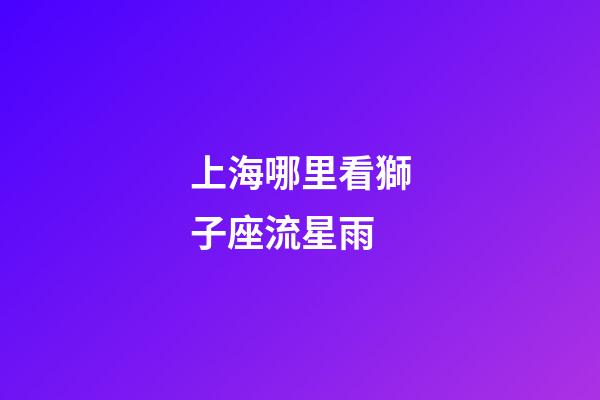 上海哪里看獅子座流星雨-第1張-星座運勢-玄機派