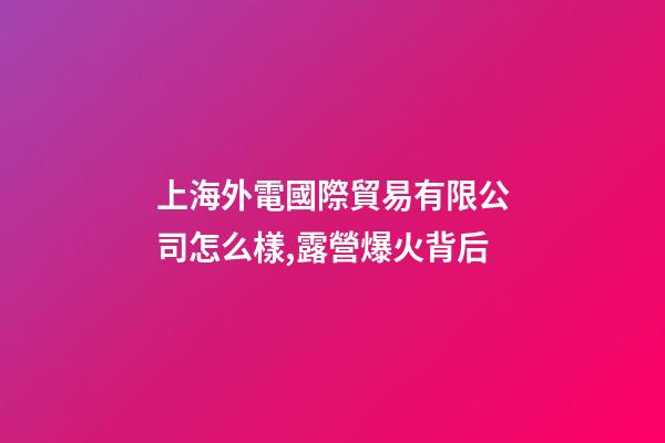 上海外電國際貿易有限公司怎么樣,露營爆火背后-第1張-觀點-玄機派