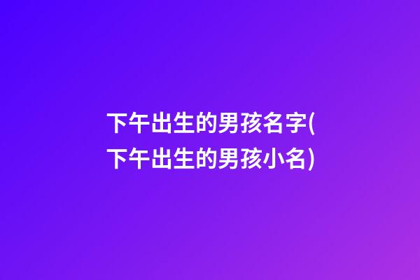 下午出生的男孩名字(下午出生的男孩小名)