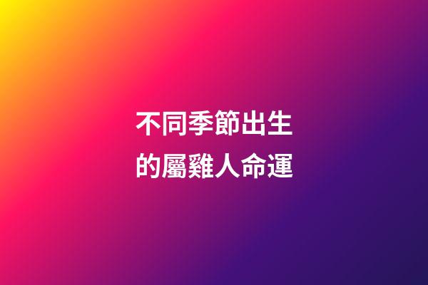 不同季節出生的屬雞人命運