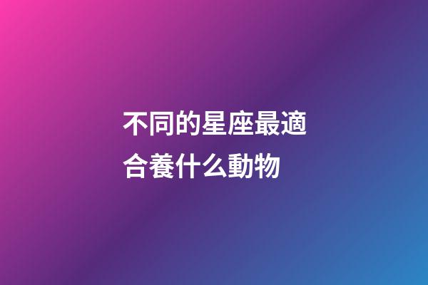 不同的星座最適合養什么動物-第1張-星座運勢-玄機派