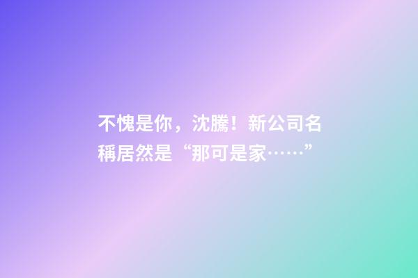不愧是你，沈騰！新公司名稱居然是“那可是家……”-第1張-公司起名-玄機派