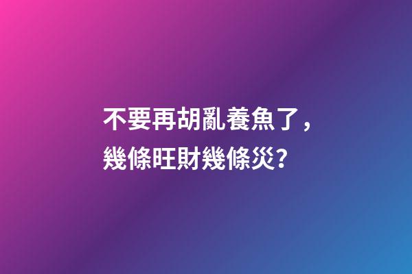 不要再胡亂養魚了，幾條旺財幾條災？