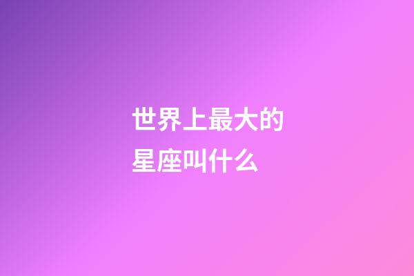 世界上最大的星座叫什么