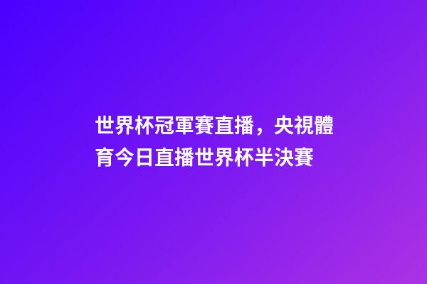 世界杯冠軍賽直播，央視體育今日直播世界杯半決賽(阿根廷-克羅地亞)-第1張-觀點-玄機派