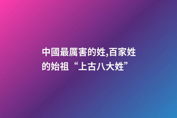 中國最厲害的姓,百家姓的始祖“上古八大姓”-第1張-觀點-玄機派