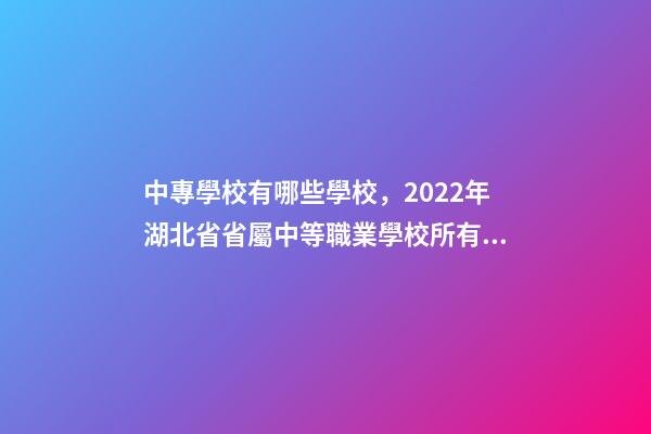 中專學校有哪些學校，2022年湖北省省屬中等職業學校(中職)所有名單(17所)-第1張-觀點-玄機派