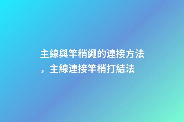 主線與竿稍繩的連接方法，主線連接竿梢打結法-第1張-觀點-玄機派