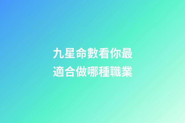 九星命數看你最適合做哪種職業