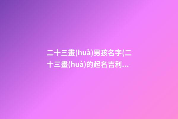二十三畫(huà)男孩名字(二十三畫(huà)的起名吉利字男孩)
