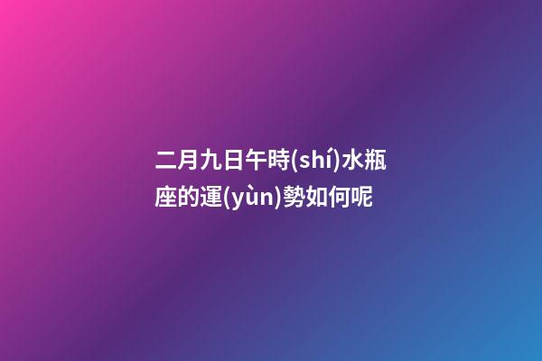 二月九日午時(shí)水瓶座的運(yùn)勢如何呢