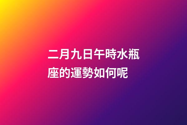 二月九日午時水瓶座的運勢如何呢