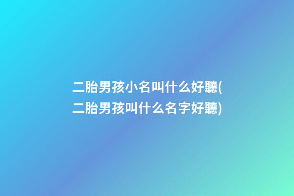 二胎男孩小名叫什么好聽(二胎男孩叫什么名字好聽)