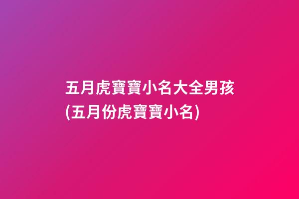 五月虎寶寶小名大全男孩(五月份虎寶寶小名)