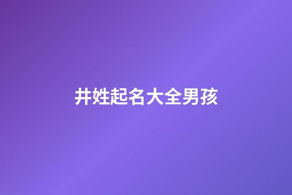 井姓起名大全男孩(井氏的男孩名字大全)-第1張-男孩起名-玄機派
