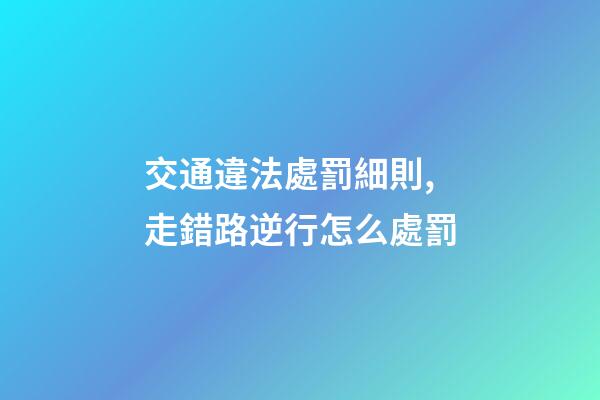 交通違法處罰細則,走錯路逆行怎么處罰-第1張-觀點-玄機派