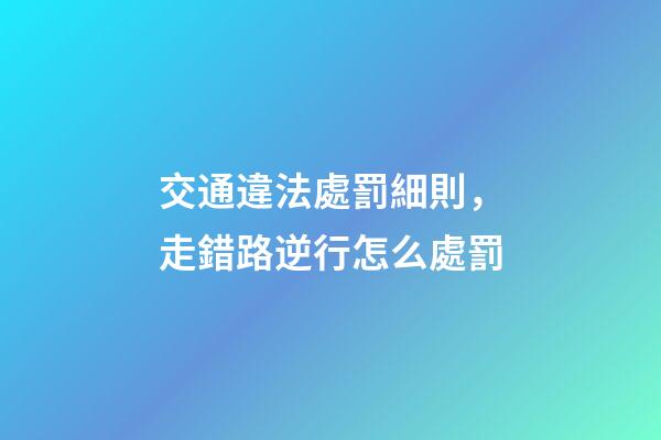交通違法處罰細則，走錯路逆行怎么處罰-第1張-觀點-玄機派
