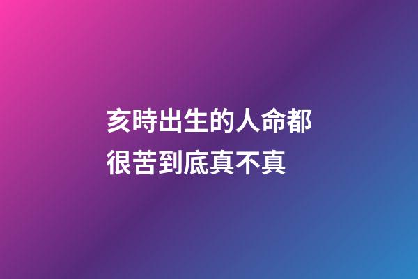 亥時出生的人命都很苦到底真不真