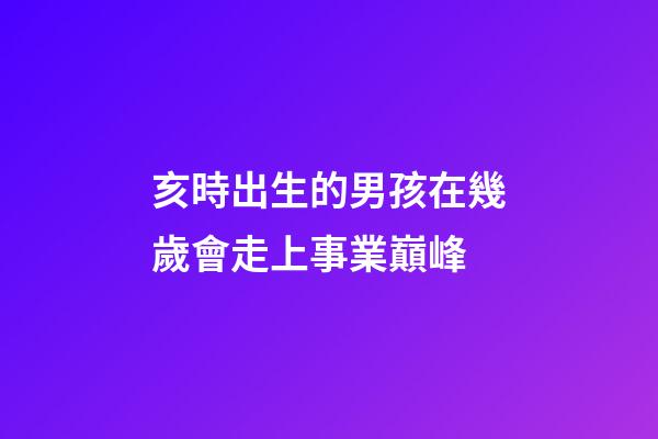 亥時出生的男孩在幾歲會走上事業巔峰