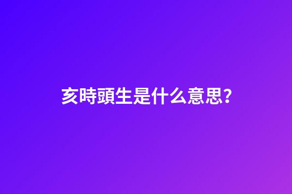 亥時頭生是什么意思？