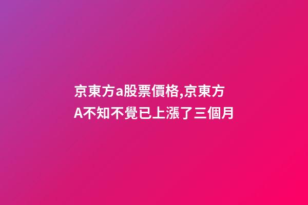京東方a股票價格,京東方A不知不覺已上漲了三個月-第1張-觀點-玄機派