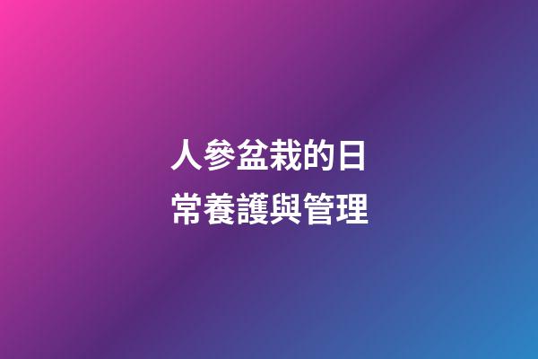 人參盆栽的日常養護與管理