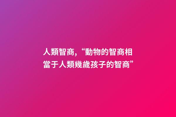 人類智商,“動物的智商相當于人類幾歲孩子的智商”-第1張-觀點-玄機派