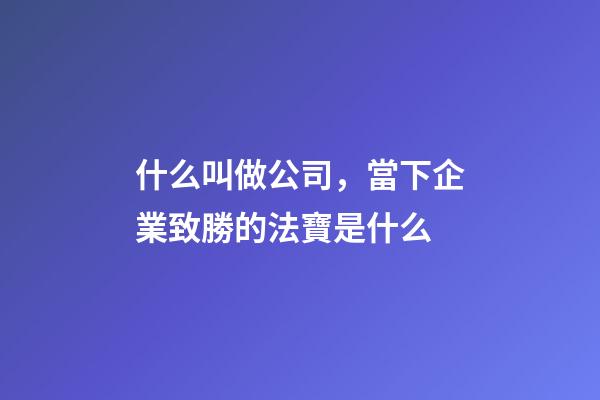 什么叫做公司，當下企業致勝的法寶是什么-第1張-觀點-玄機派