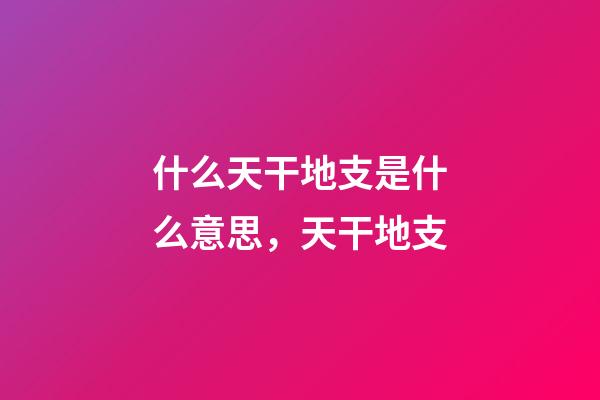 什么天干地支是什么意思，天干地支