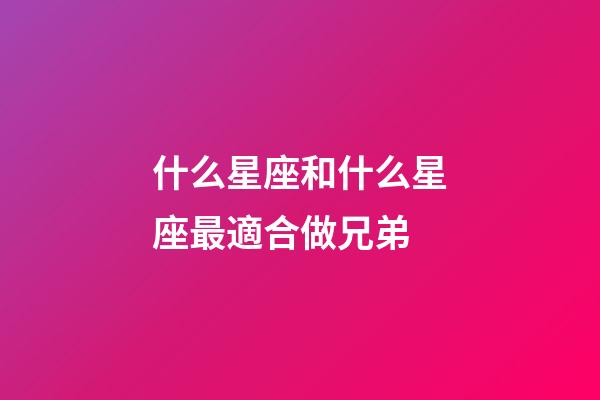 什么星座和什么星座最適合做兄弟-第1張-星座運(yùn)勢(shì)-玄機(jī)派