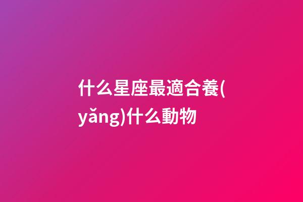 什么星座最適合養(yǎng)什么動物-第1張-星座運勢-玄機派