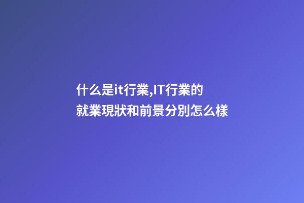 什么是it行業,IT行業的就業現狀和前景分別怎么樣-第1張-觀點-玄機派