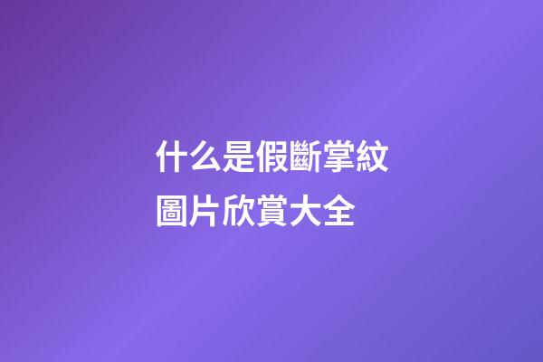 什么是假斷掌紋圖片欣賞大全