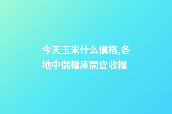 今天玉米什么價格,各地中儲糧庫開倉收糧-第1張-觀點-玄機派