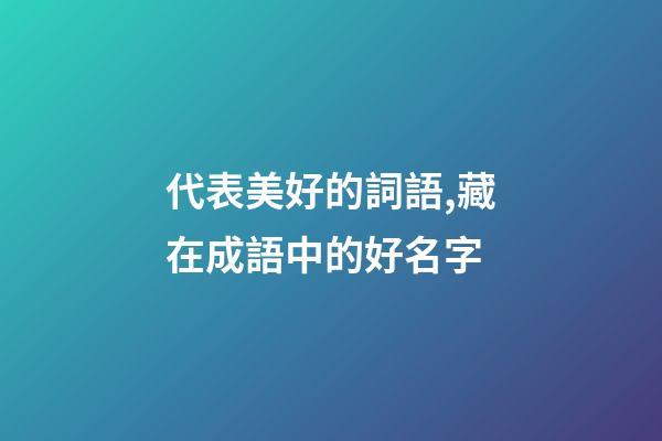 代表美好的詞語,藏在成語中的好名字-第1張-觀點-玄機派