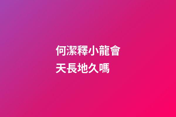 何潔釋小龍會天長地久嗎