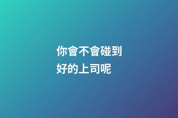 你會不會碰到好的上司呢?