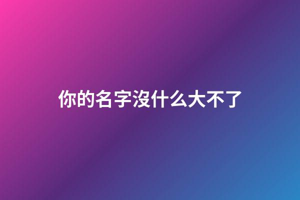 你的名字沒什么大不了