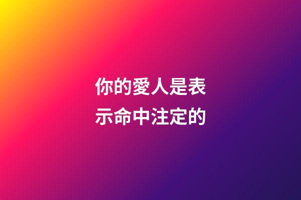 你的愛人是表示命中注定的