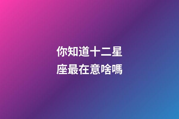 你知道十二星座最在意啥嗎-第1張-星座運勢-玄機派