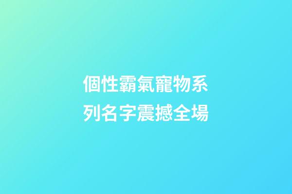 個性霸氣寵物系列名字震撼全場