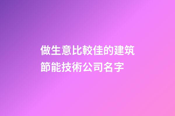 做生意比較佳的建筑節能技術公司名字-第1張-公司起名-玄機派