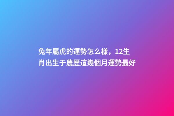 兔年屬虎的運勢怎么樣，12生肖出生于農歷這幾個月運勢最好(一)-第1張-觀點-玄機派